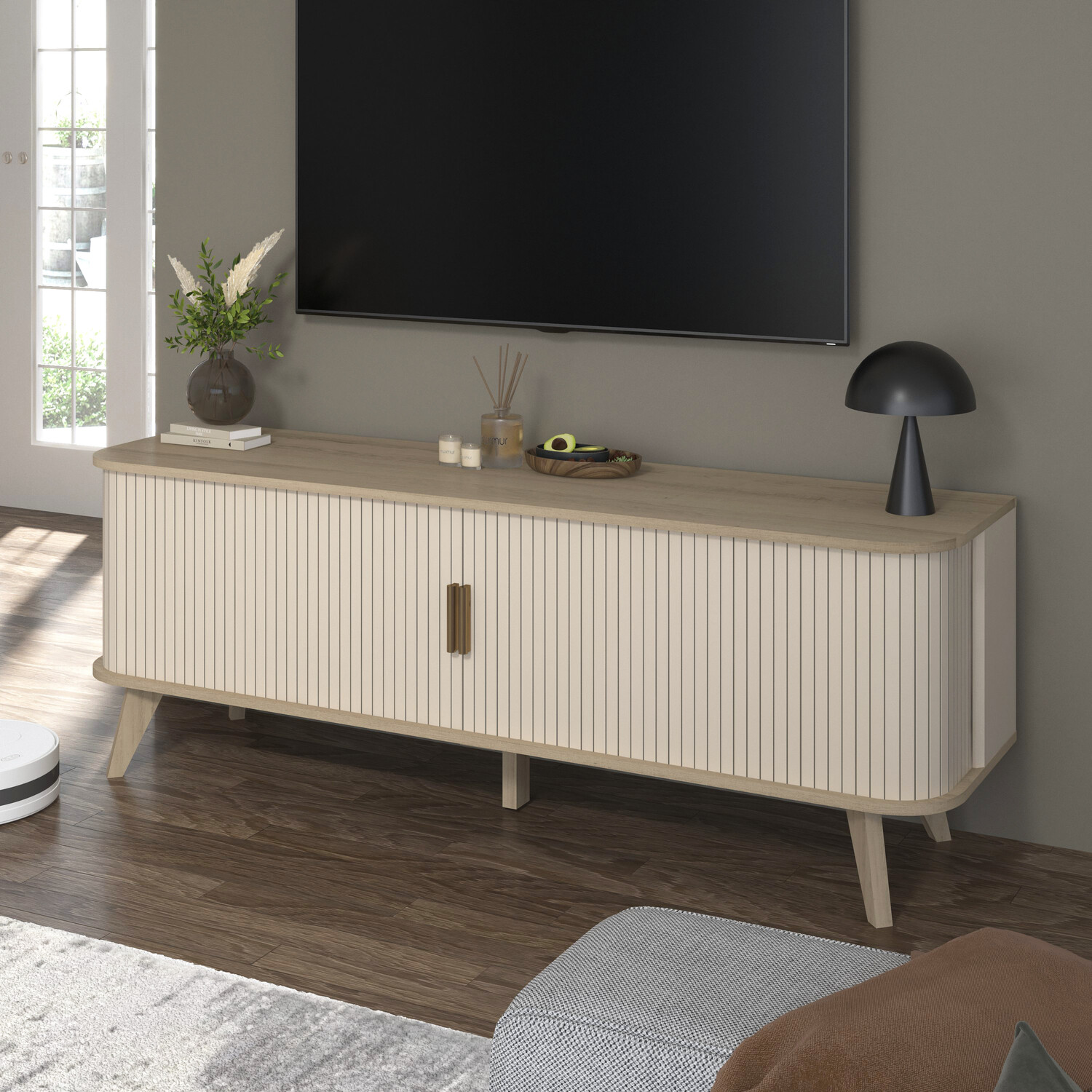 Mateo Sliding Door TV Unit Neutral Image 5
