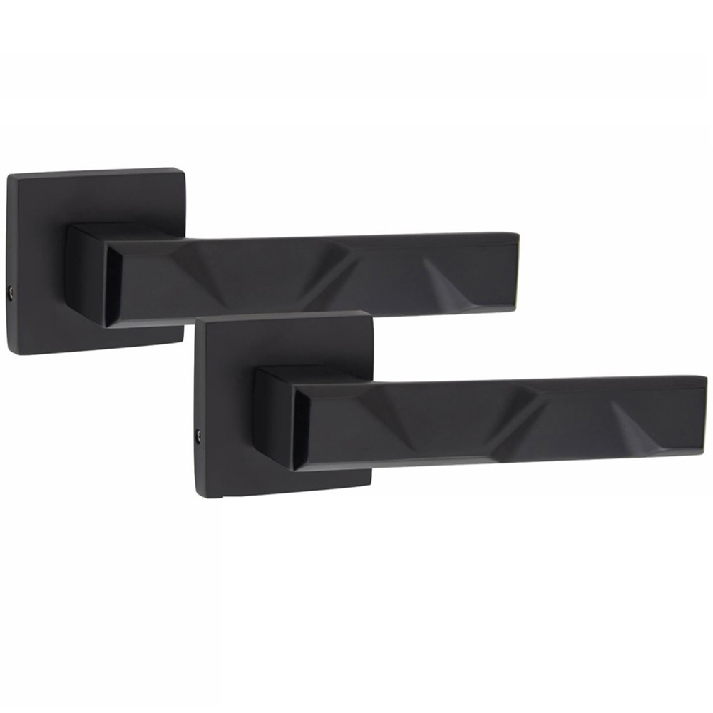 Golden Grace Matt Black Modern Nova Premium Door Handle Set 6 Pack Image 3