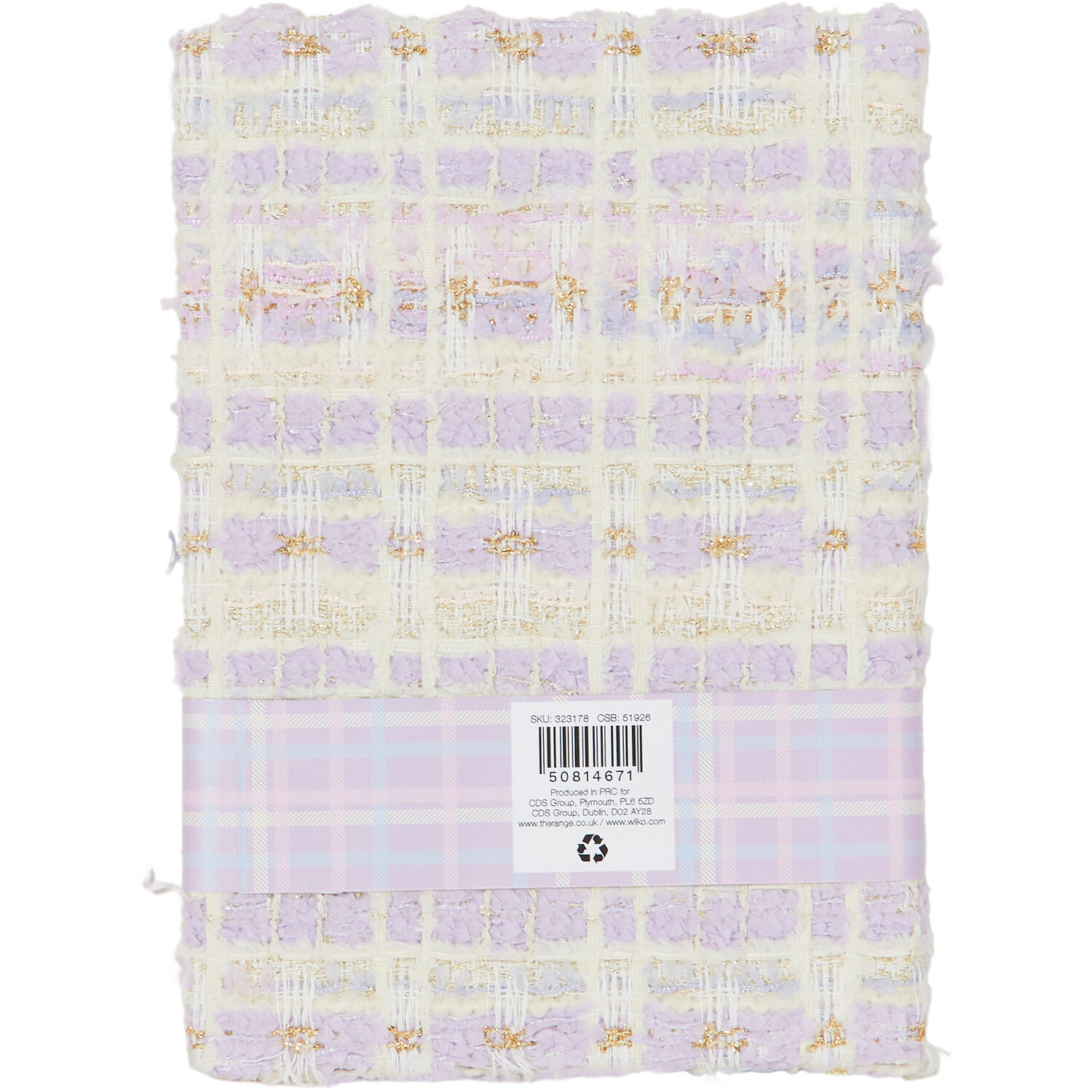 Lilac Check Fabric A5 Notebook - Purple Image 2