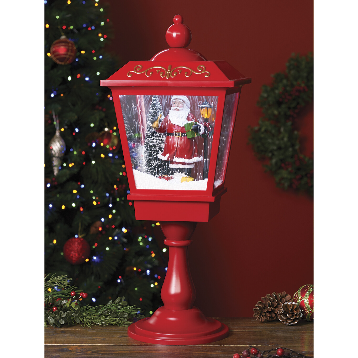 Red Snowing LED Table Lamp with Music Image