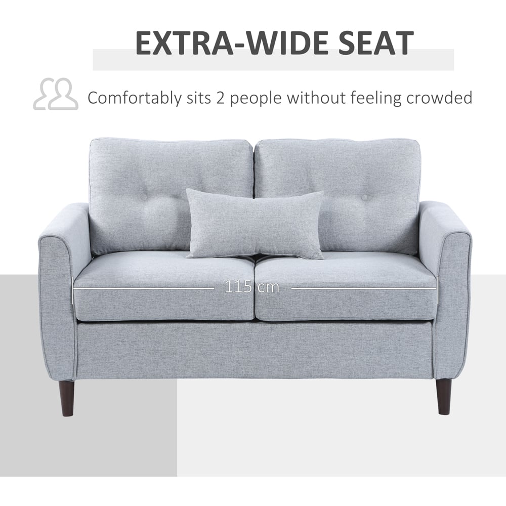 Portland 2 Seater Light Grey Linen Loveseat Sofa Image 5