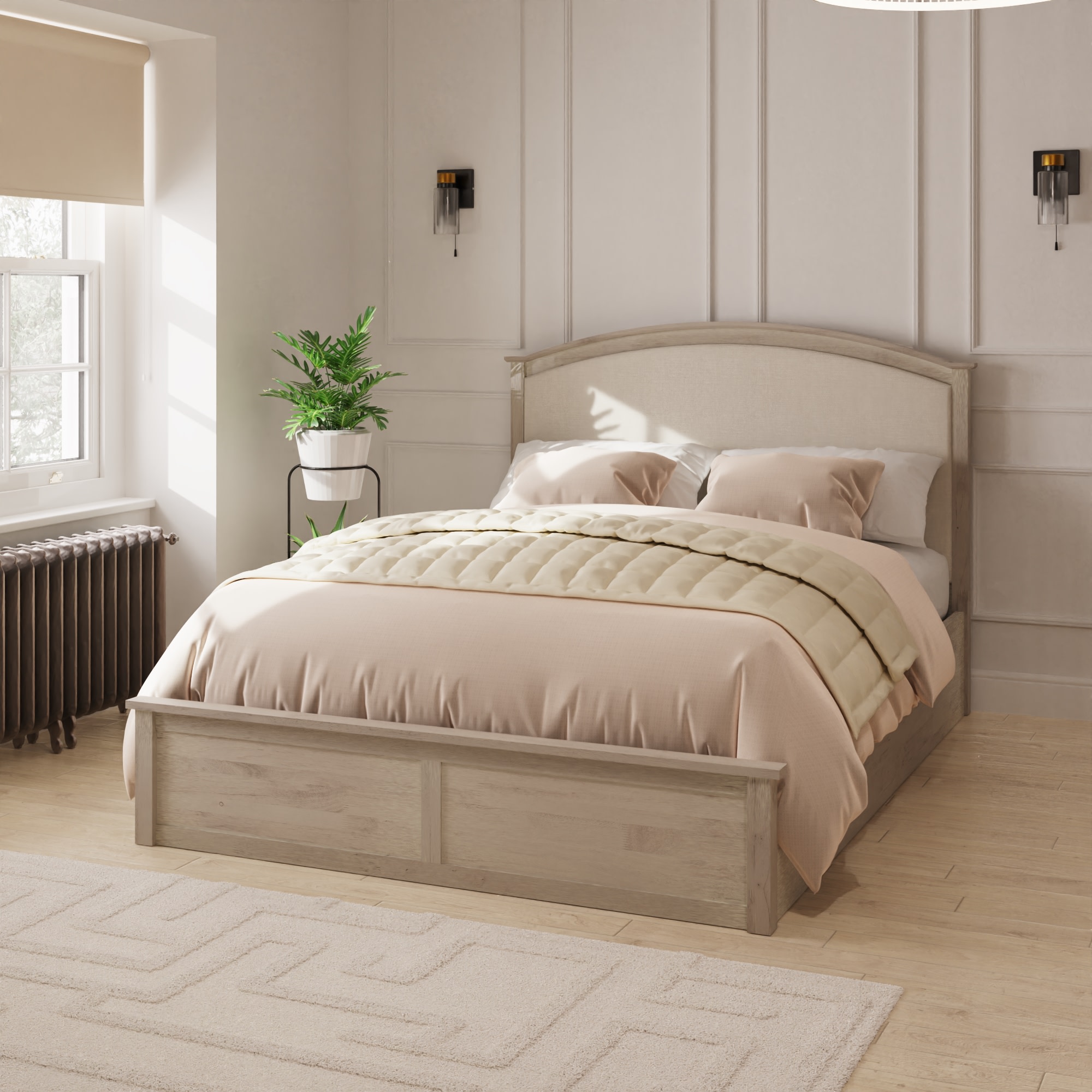 GFW Madrid King Size Limed Oak Ottoman Bed Image 8