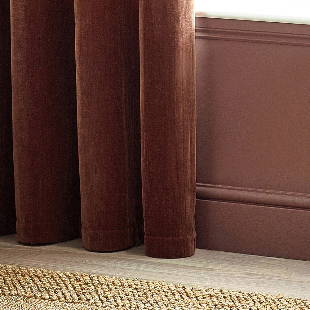 Yard Nutmeg Heavy Chenille Velvet Eyelet Curtain 168 x 183cm Image 4