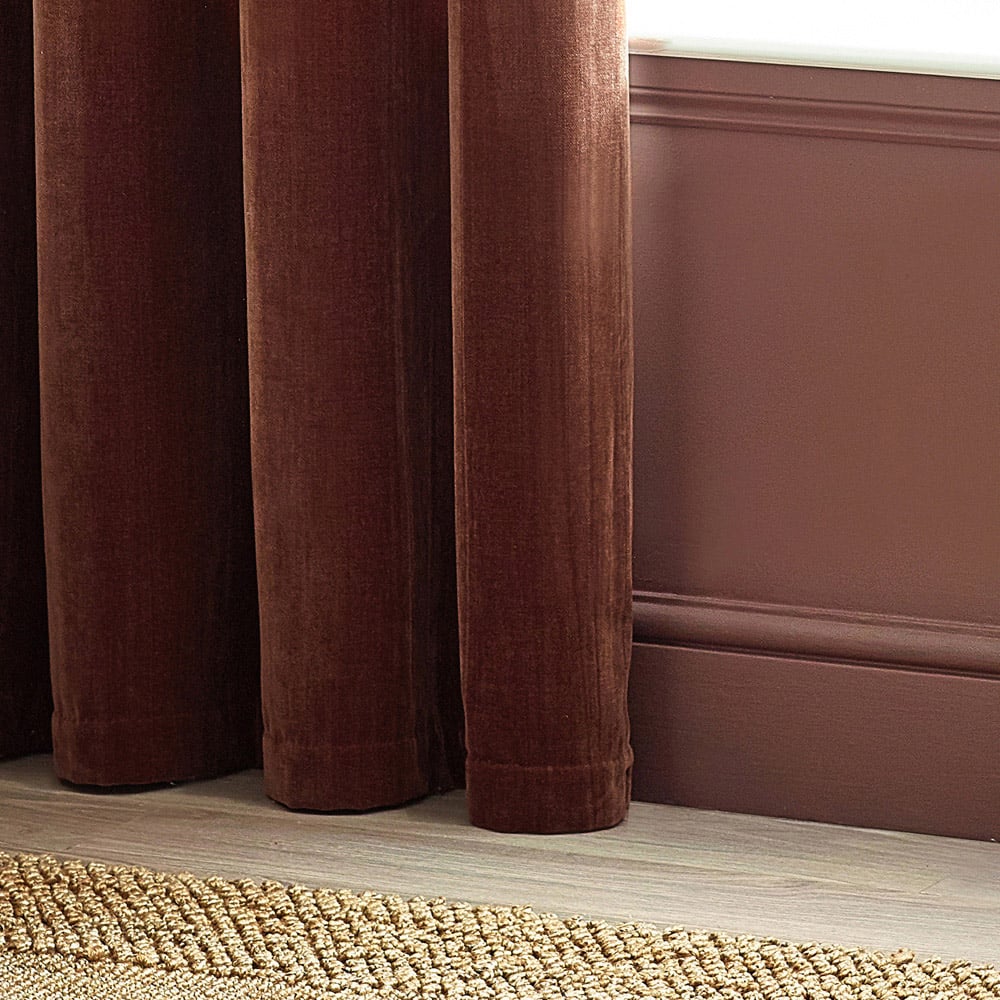 Yard Nutmeg Heavy Chenille Velvet Eyelet Curtain 117 x 183cm Image 4