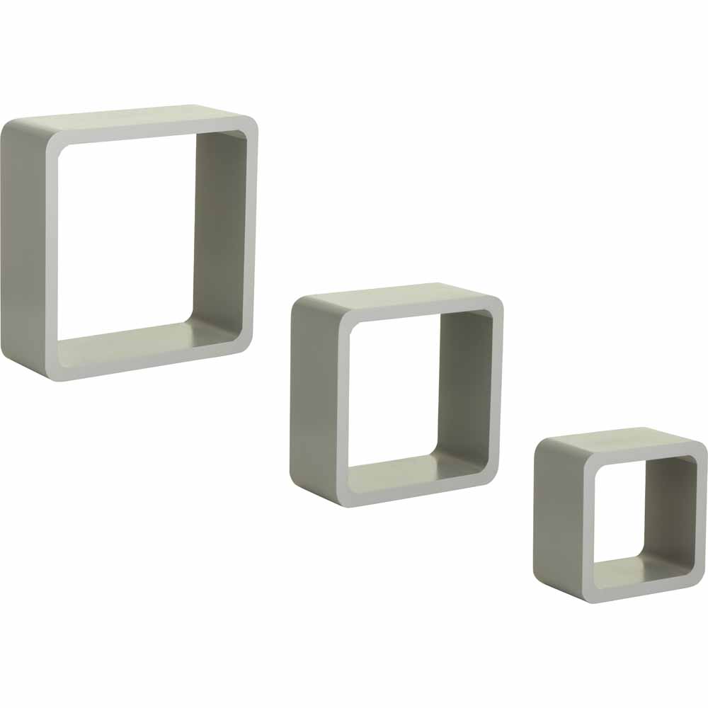 Wilko Set 3 MDF Cube Shelves Grey Image 1