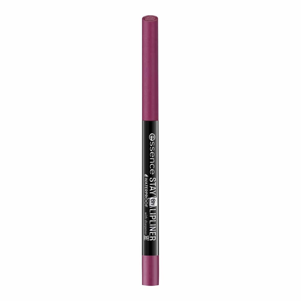 Essence Stay 8H Waterproof Lipliner 04  - wilko For lips that look perfect for an ultra-long time, whether it's your breakfast, lunch, coffee break or you're heading out for after-dinner drinks – the kiss-proof Essence Stay 8H waterproof lip liners stay on your lips for up to eight hours. The lip liner's highly-pigmented texture glides on easily and smoothly without leaving behind a dry feeling. Precision is ensured by the twist-out mine as well as the small sharpener at the end of the pencil. The perfect match for your favourite lipstick. Shade 04 - Naive.