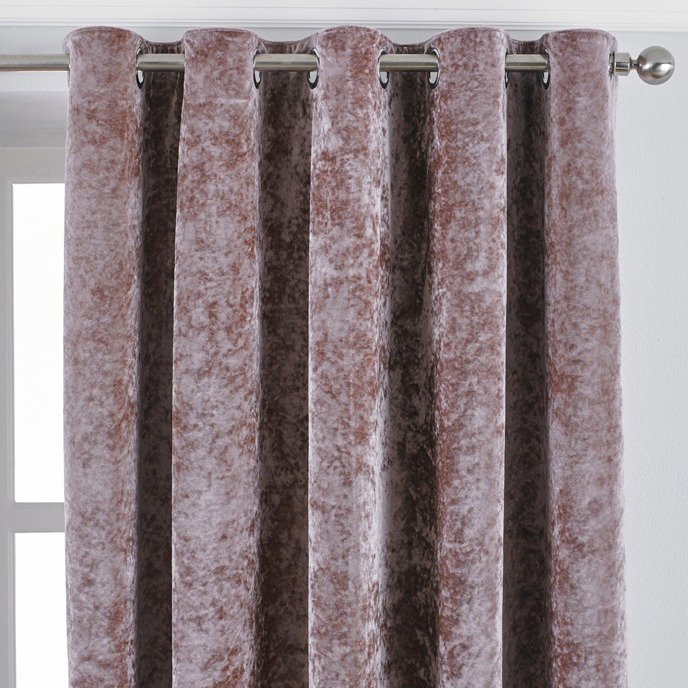 Paoletti Verona Pink Crushed Velvet Eyelet Curtain 168 x 183cm Image 2