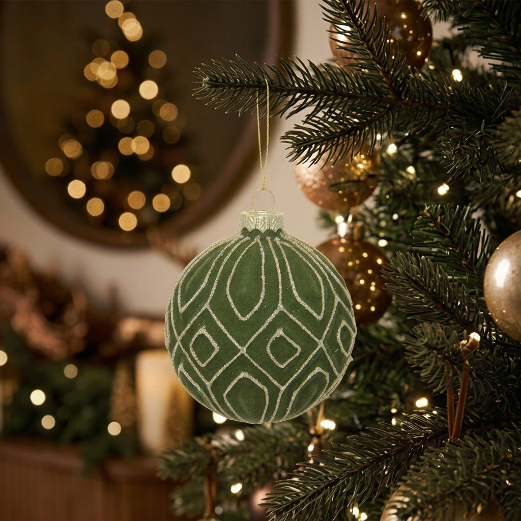 Evergreen Flocked Bauble Image 2