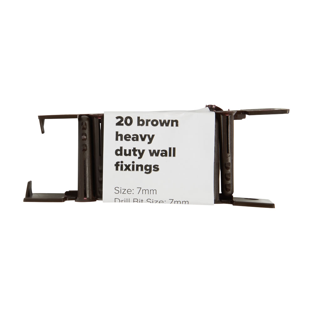 Wilko 7mm Brown Heavy Duty Wall Fixing 20 Pack Image 2