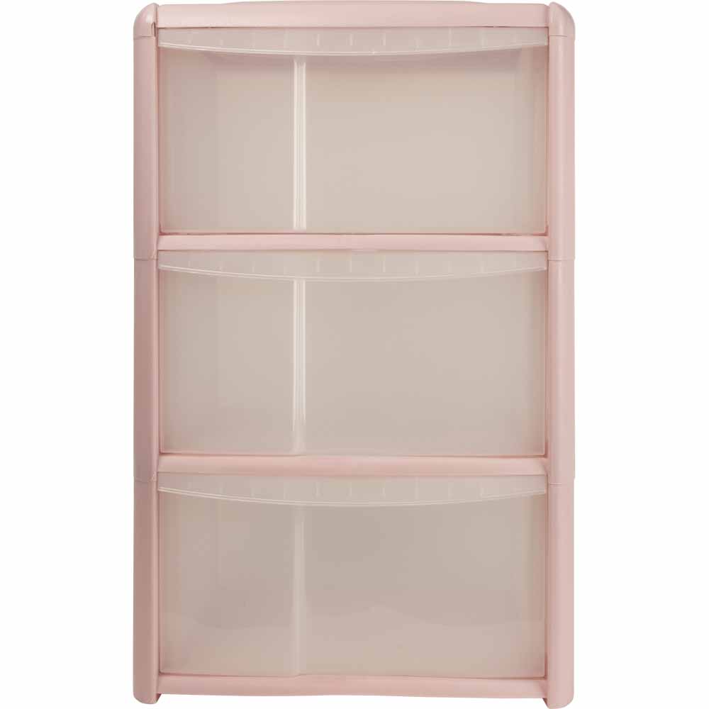 Wilko 3 Drawer Tower Blush Pink Wilko