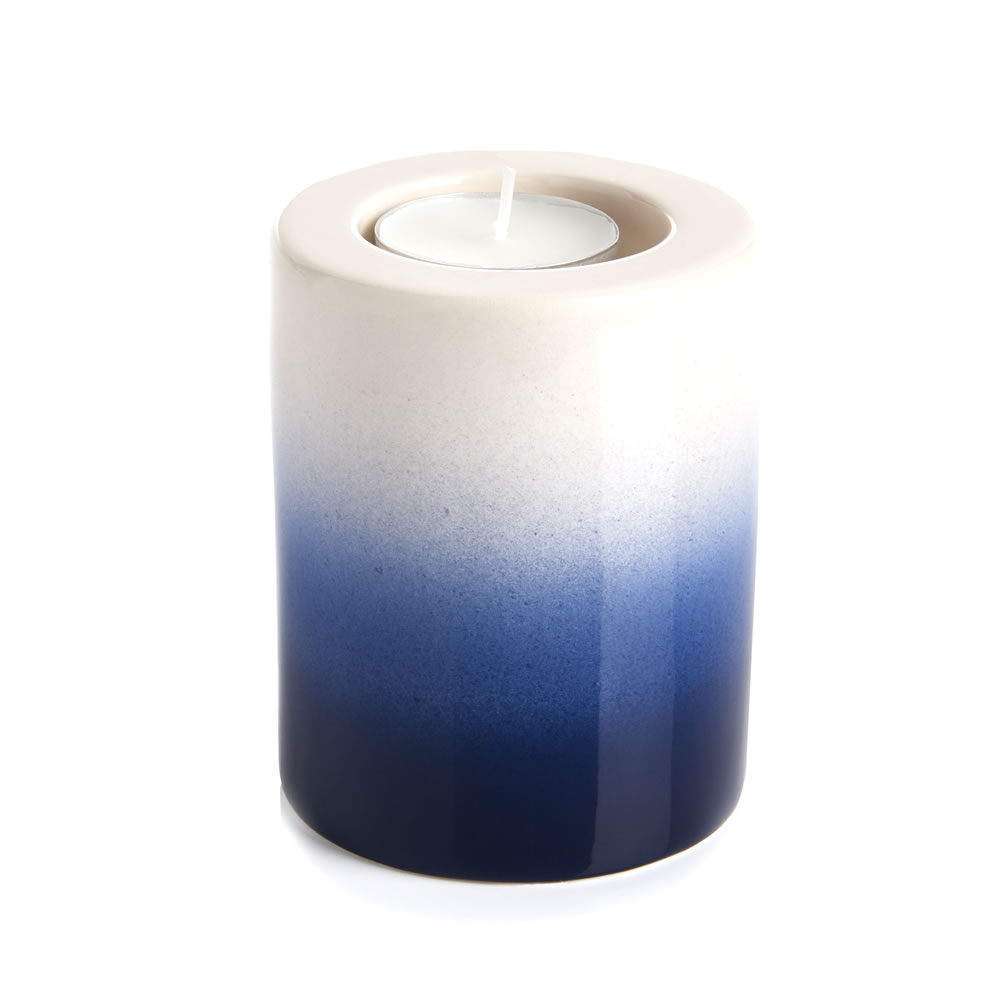 Wilko Blue Ombre Tealight Holder Image 1