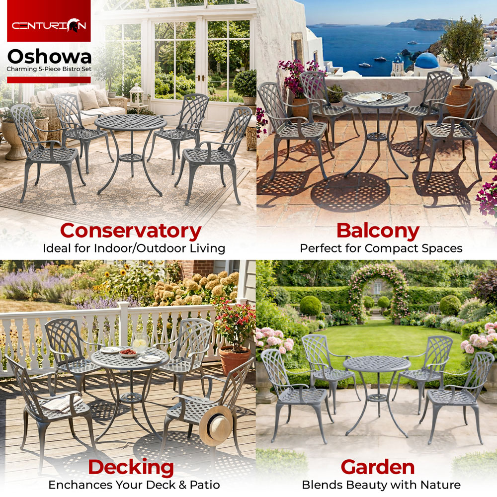 Centurion Oshowa 4 Seater Grey Cast Aluminium Garden Bistro Set Image 4