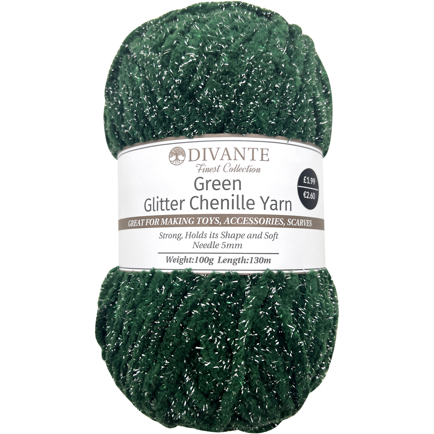 Soft Glitter Chenille Yarn Green Image 1