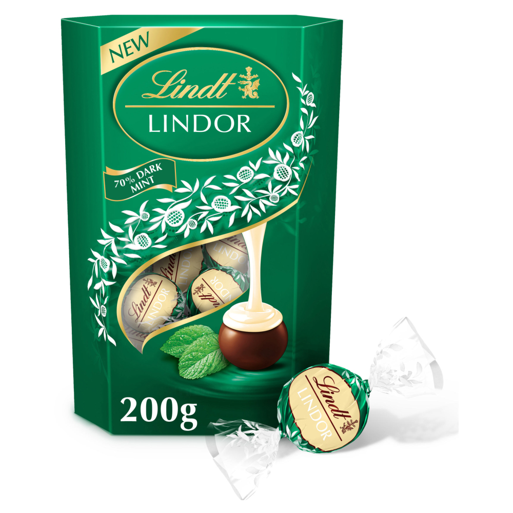 Lindt Lindor Dark Mint Chocolate Truffles Box 200g Image