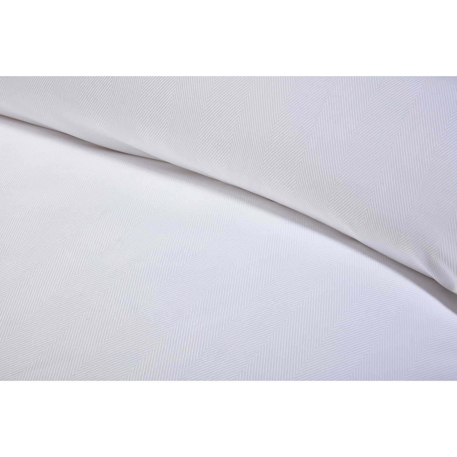 Hampstead Herringbone Stripe Duvet Cover and Pillowcase Set - White / Double Image 4