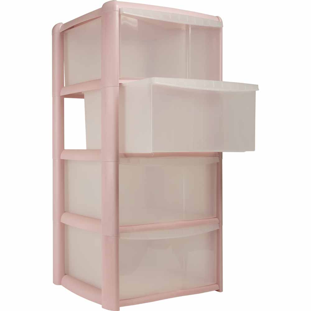 Wilko Blush Pink 4 Drawer Storage Tower Image 2