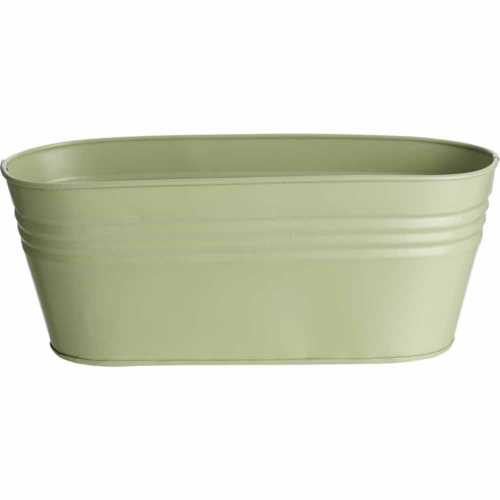 Single Wilko Metal Tin Trough Planter in Assorted Colours Image 3