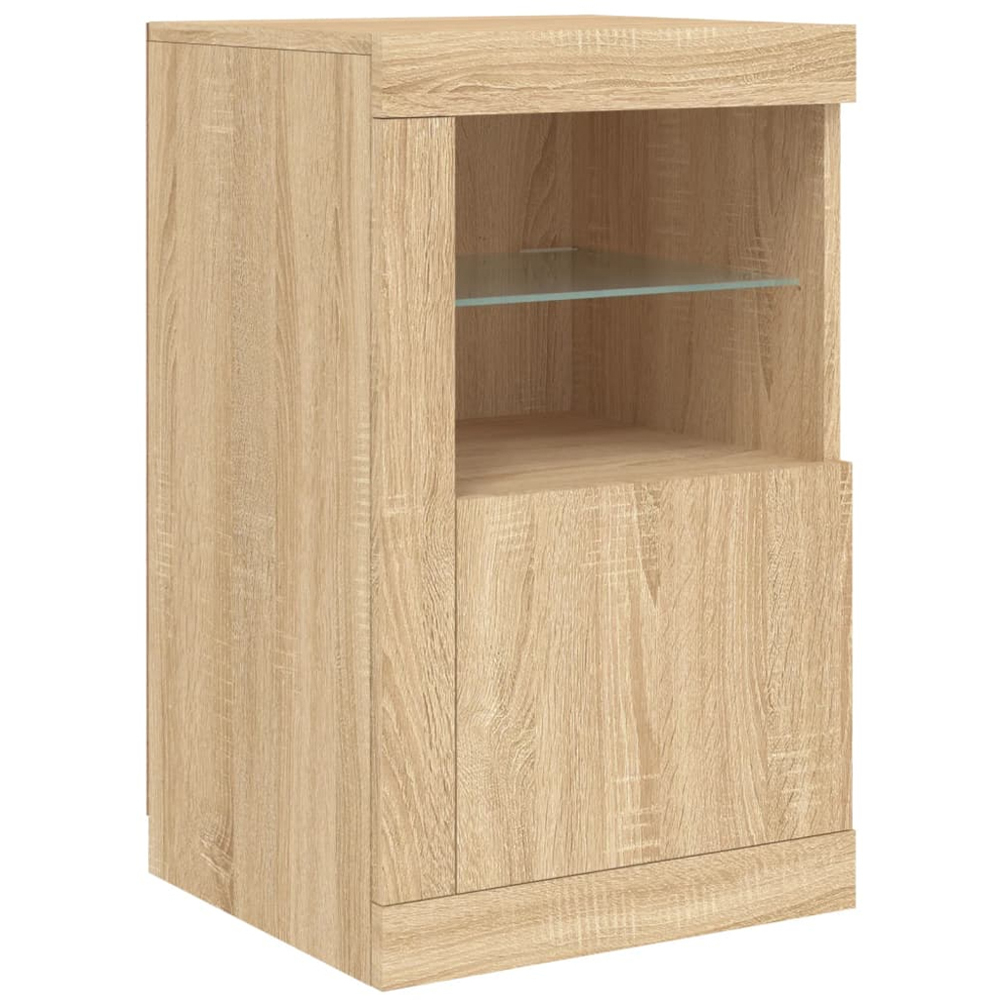 vidaXL 3 Door 4 Shelf Sonoma Oak Sideboard with LED Lights Image 8