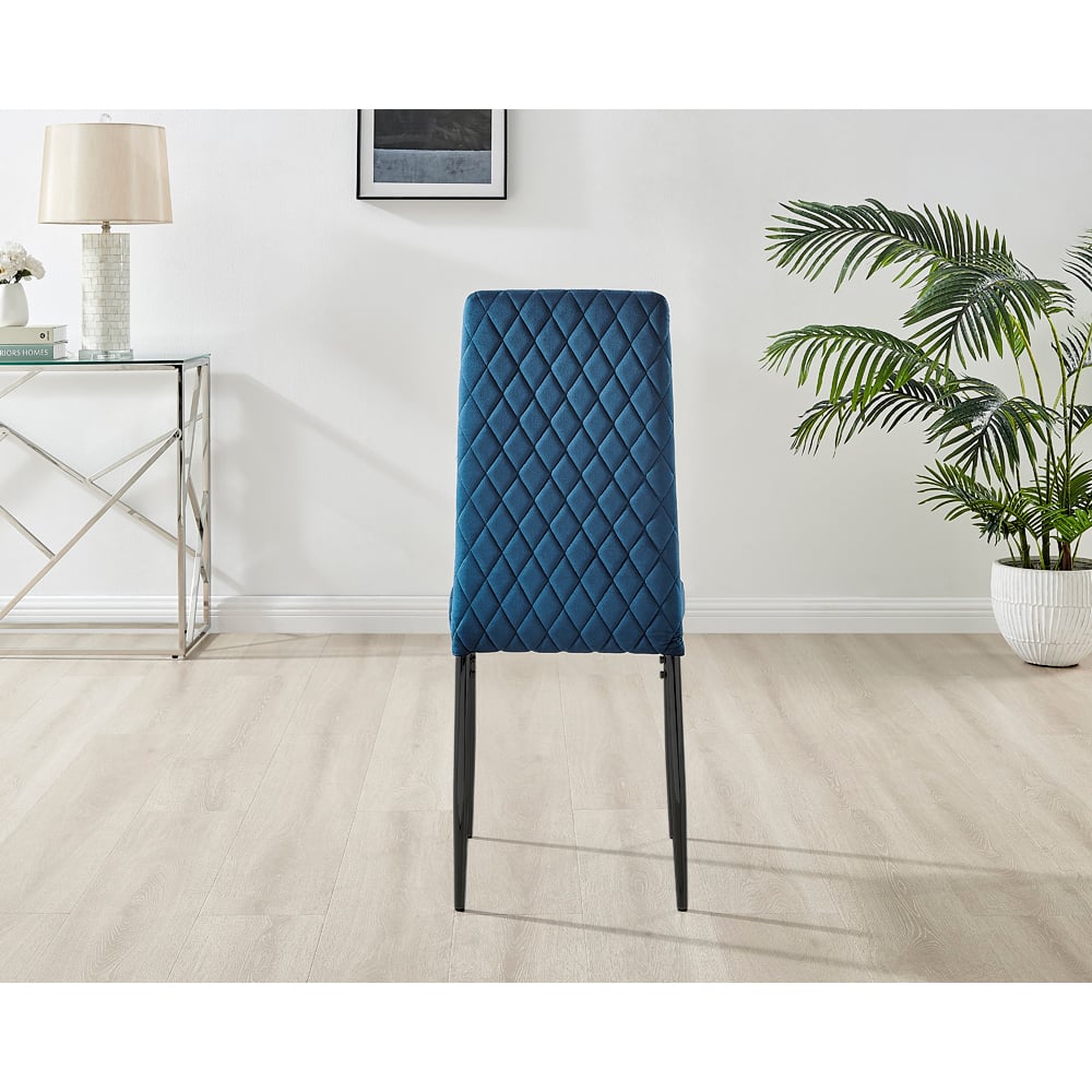 Furniturebox Arona Milan 4 Seater Round Dining Set Navy Blue and Black Image 8