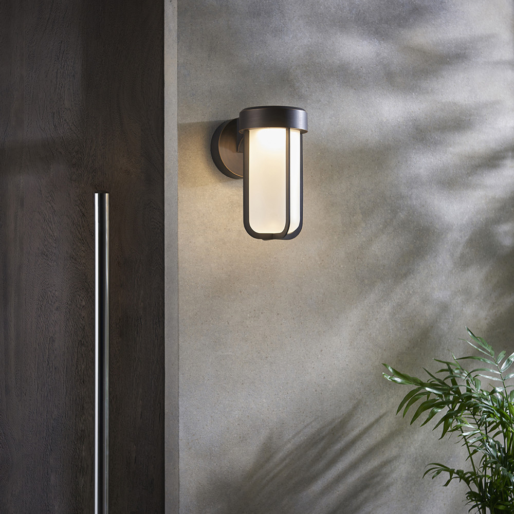 Merano Bevento Brushed Bronze LED Frosted Glass Outdoor Wall Lamp Image 7