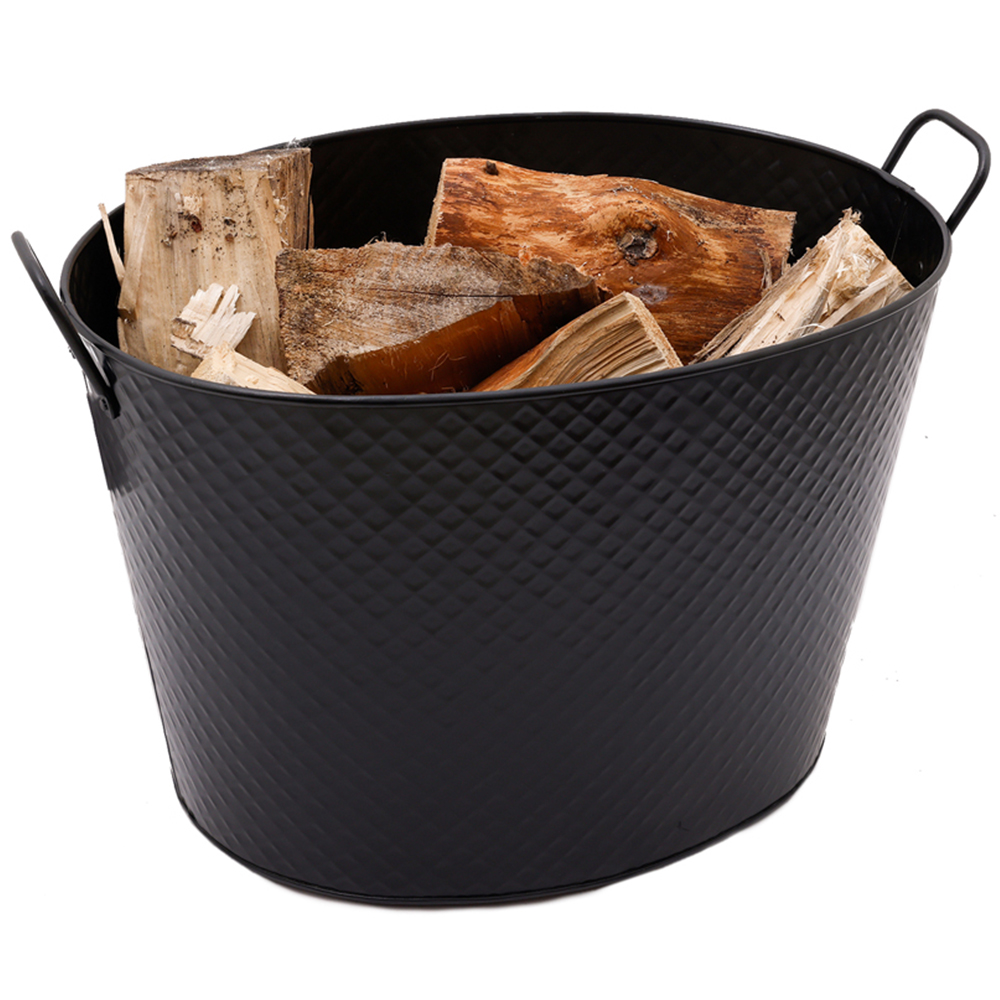 Charles Bentley Large Black Diamond Embossed Oval Bucket Image 3