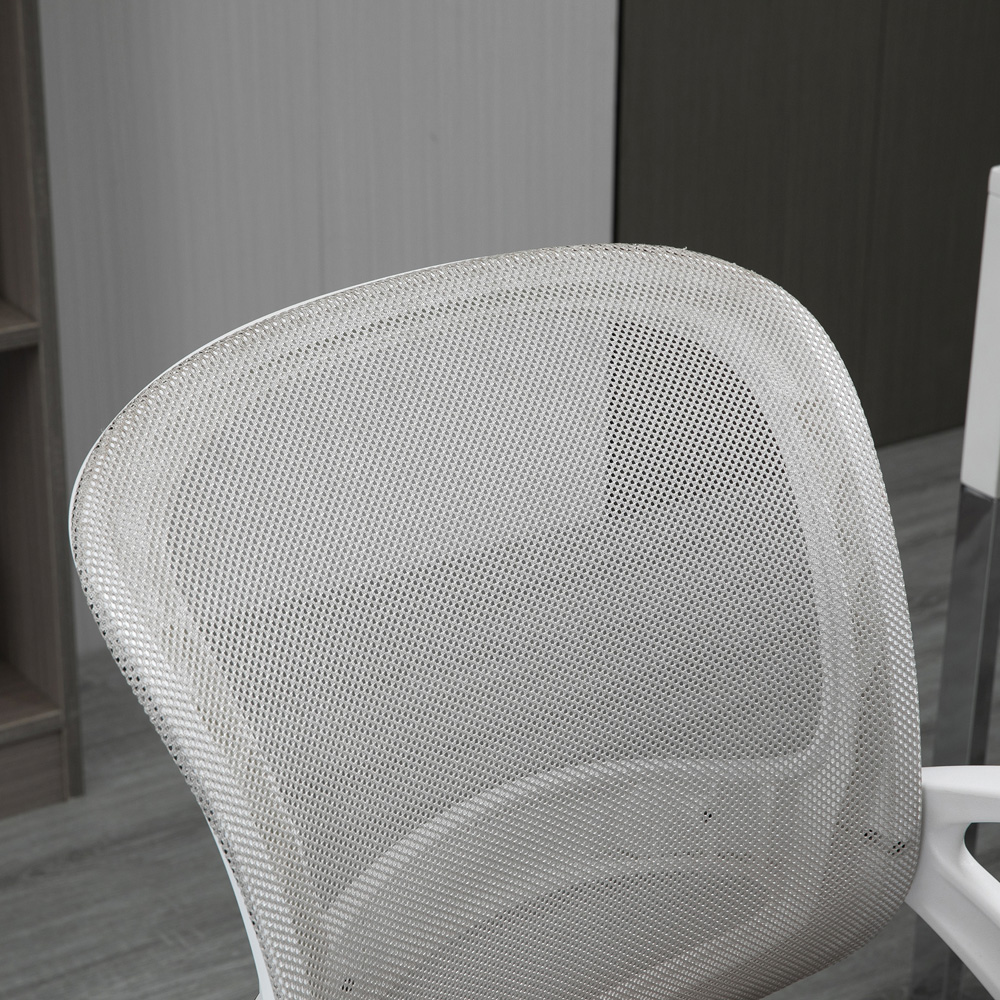 Portland Grey Mesh and Linen Swivel Office Desk Chair Image 4