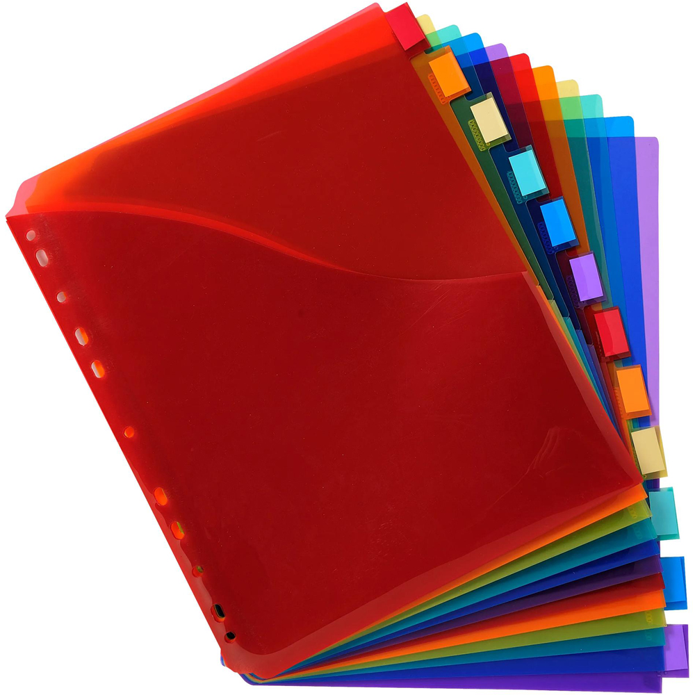 Exacompta A4 Maxi 12 Section Assorted Colour Polypropylene Divider 10 Pack Image 3