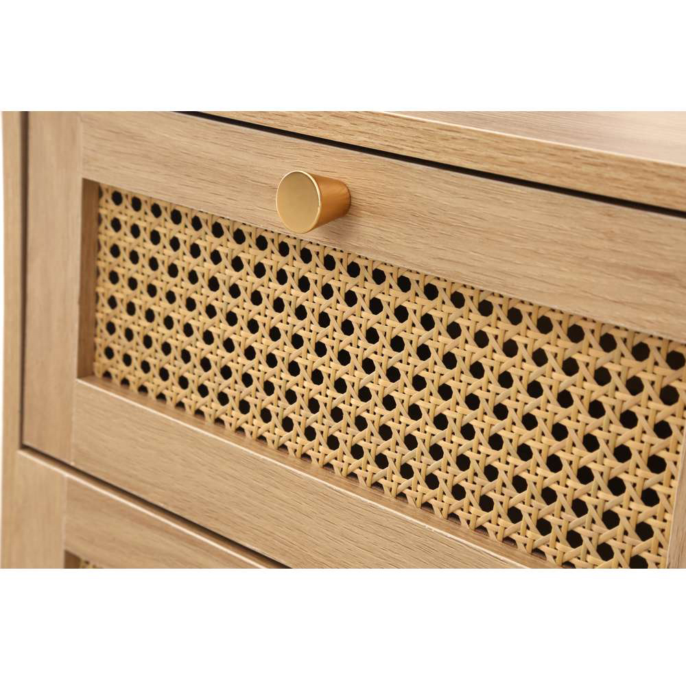 Croxley 2 Drawer Oak Rattan Bedside Cabinet Image 7