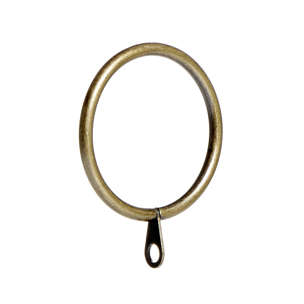 Wilko 8 pack 28mm Brass Effect Curtain Pole Rings Image