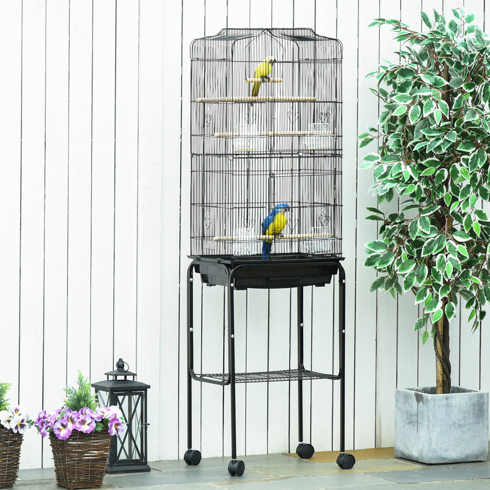 PawHut Large Black Bird Cage with Stand Image 6