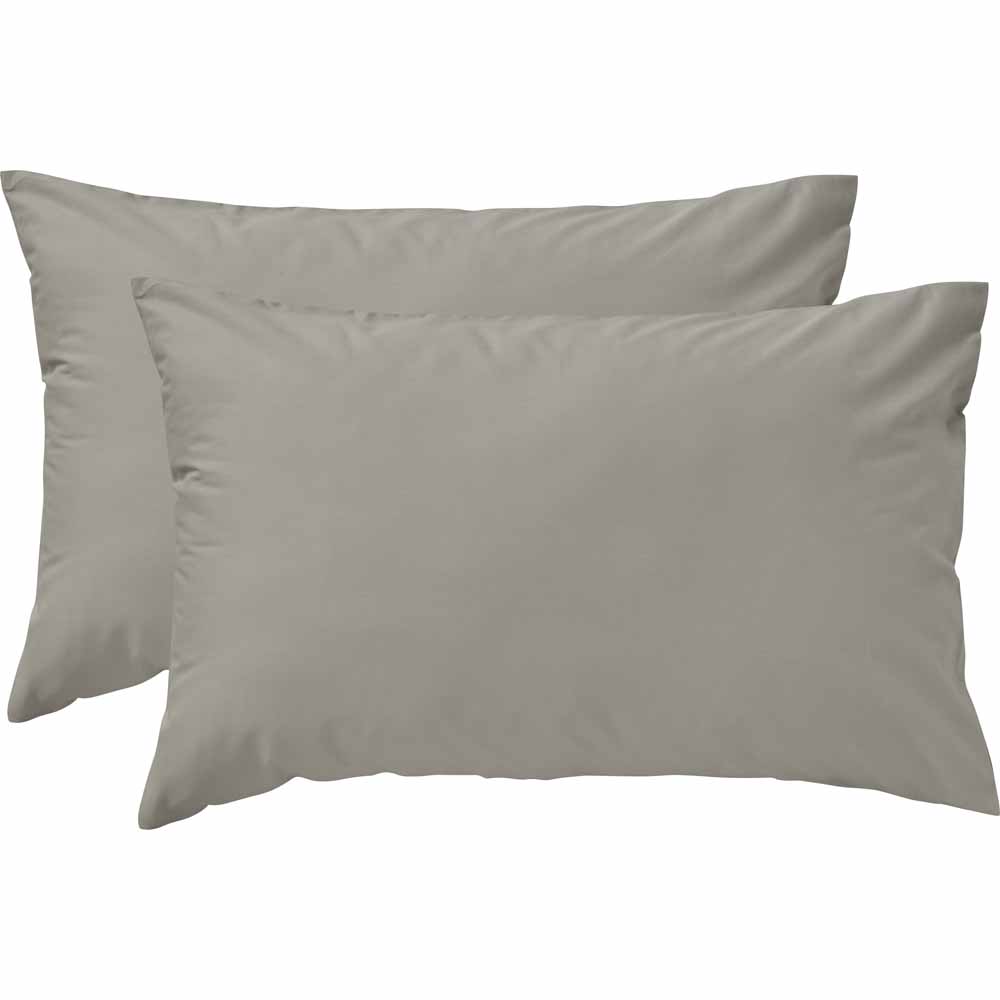 Wilko Silver Housewife Pillowcases 2 Pack Image 1