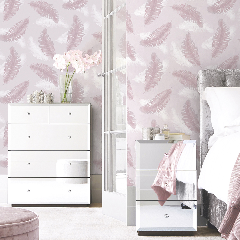 Belgravia Decor Feather Pink Wallpaper Image 4