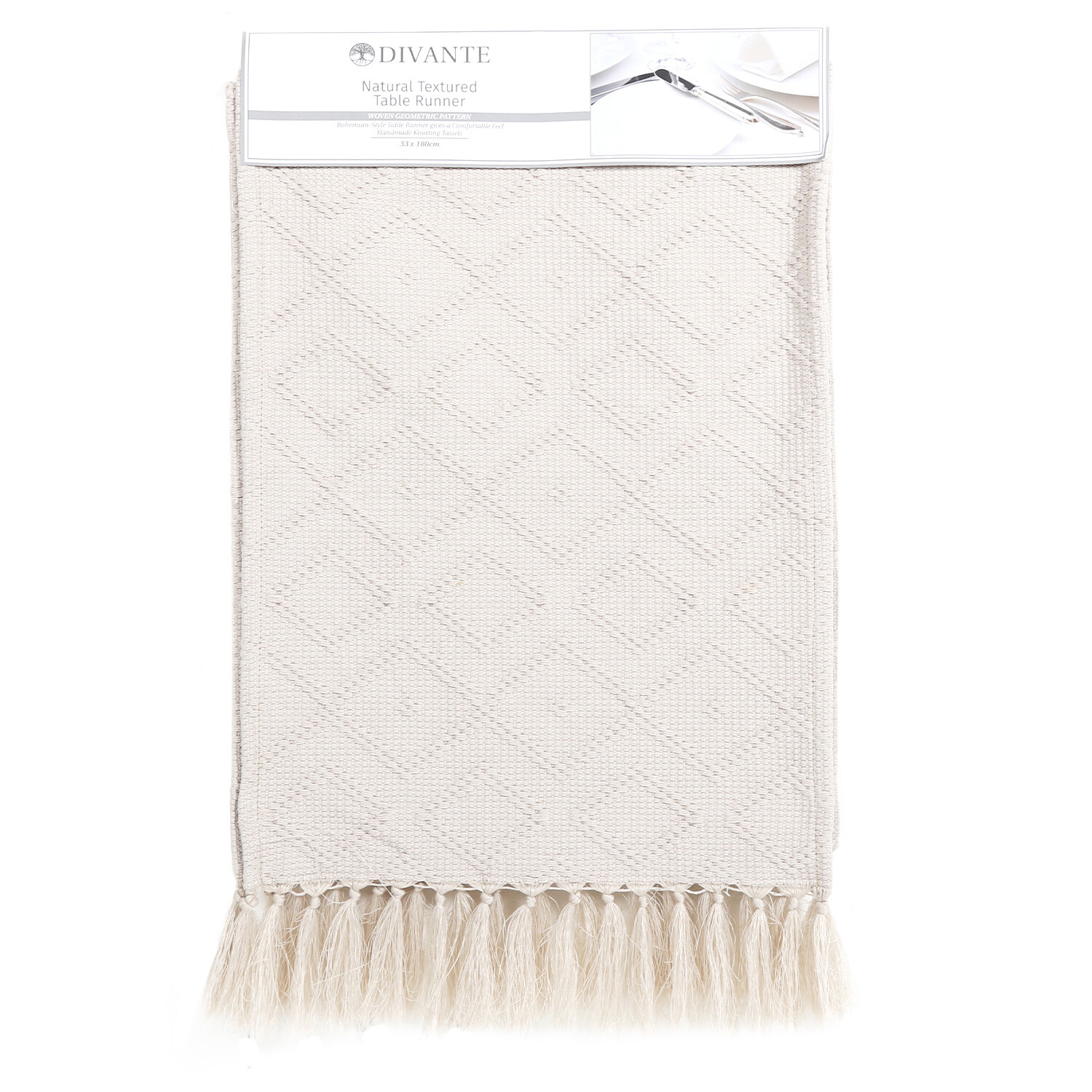 Divante Polyester Natural Texture Table Runner 180 x 33cm Image 1
