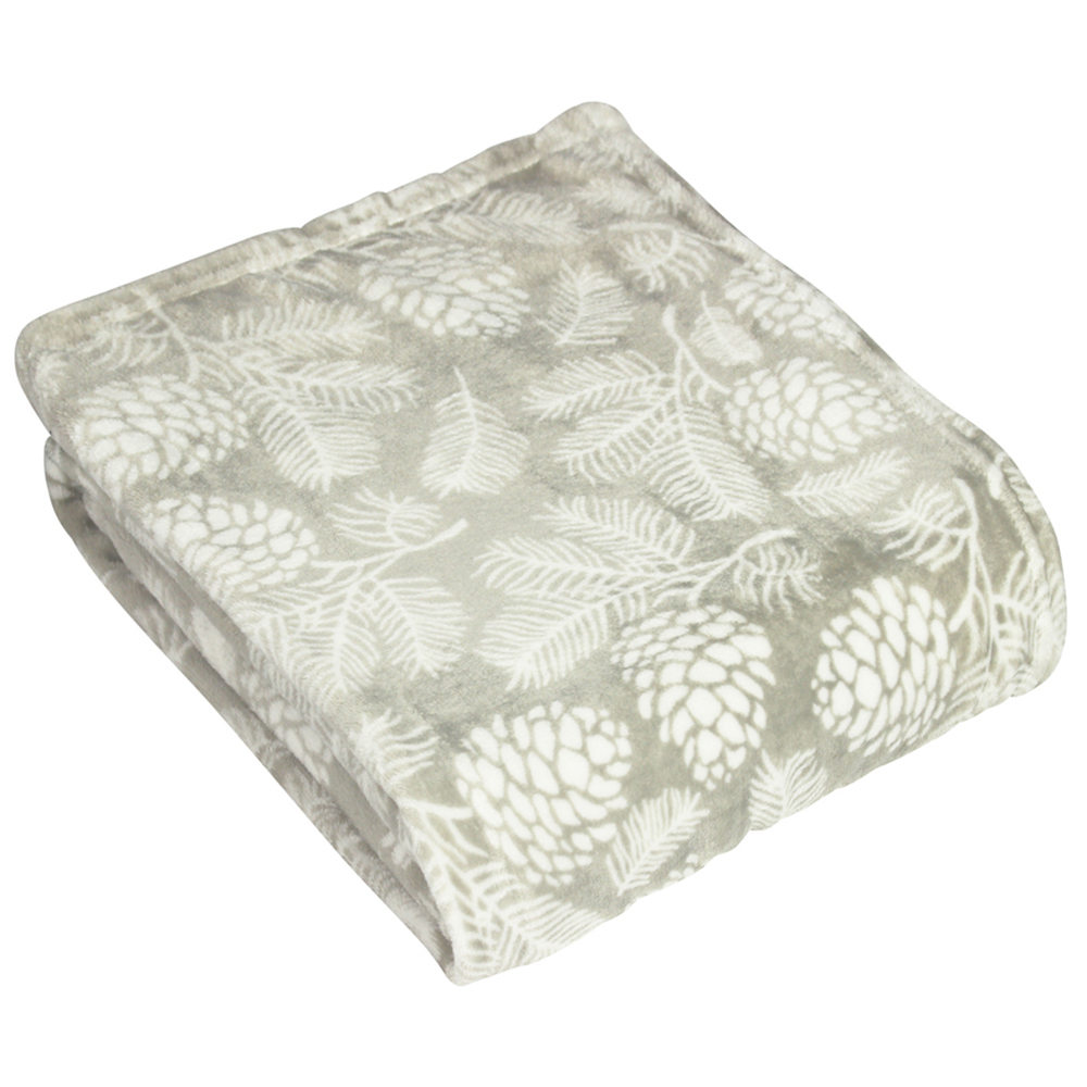 furn. Irwin Stone Woodland Fleece Throw 140 x 180cm Image 1