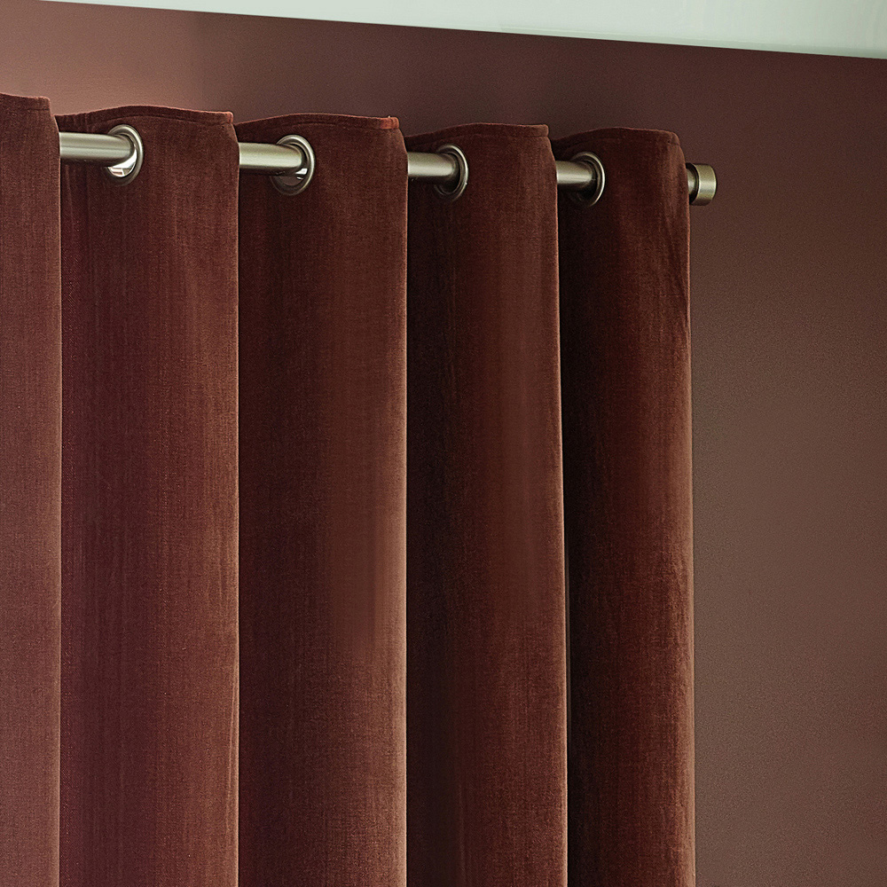 Yard Nutmeg Heavy Chenille Velvet Eyelet Curtain 117 x 183cm Image 3