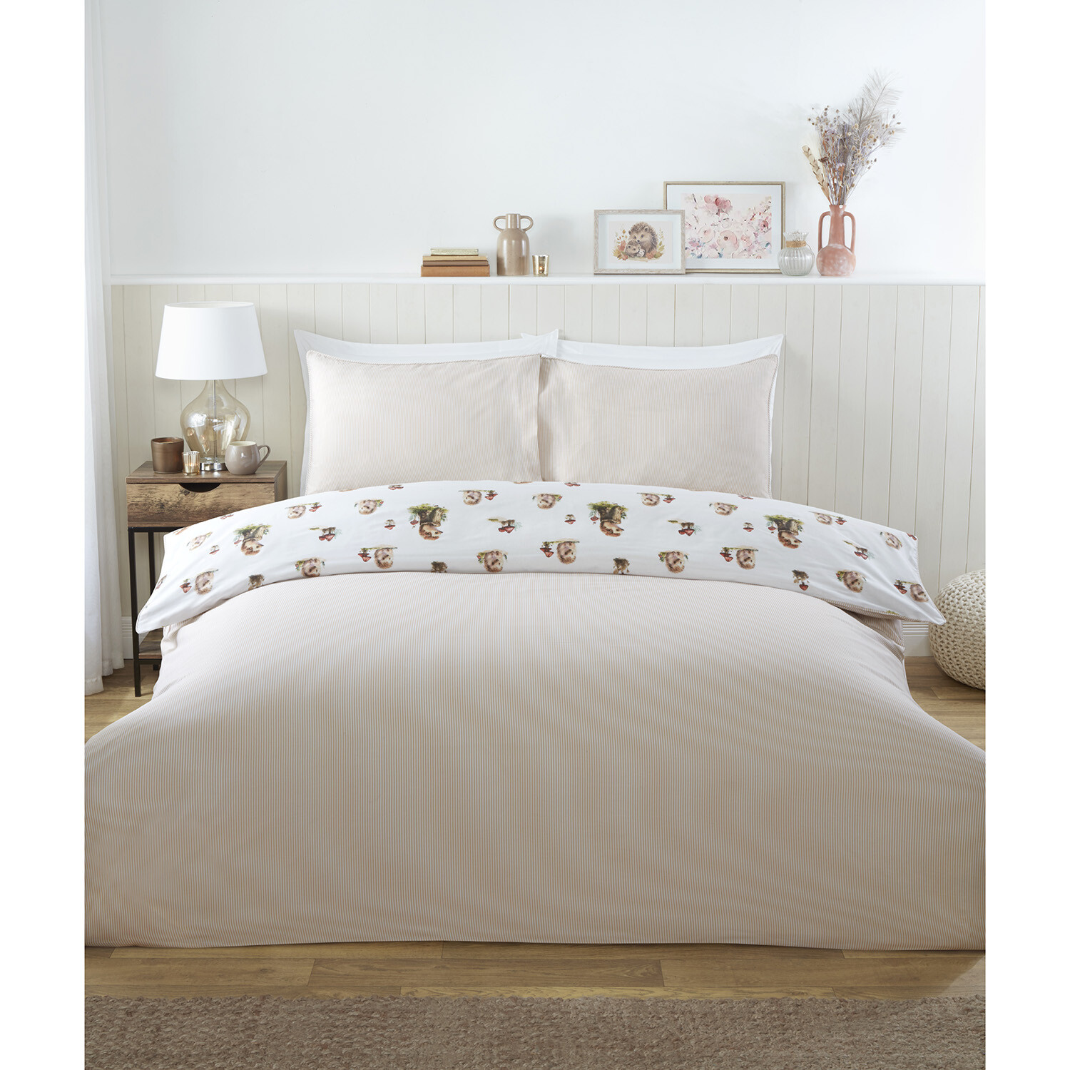 Divante Hettie the Hedgehog Duvet Cover and Pillowcase Set - Natural / King Image 2