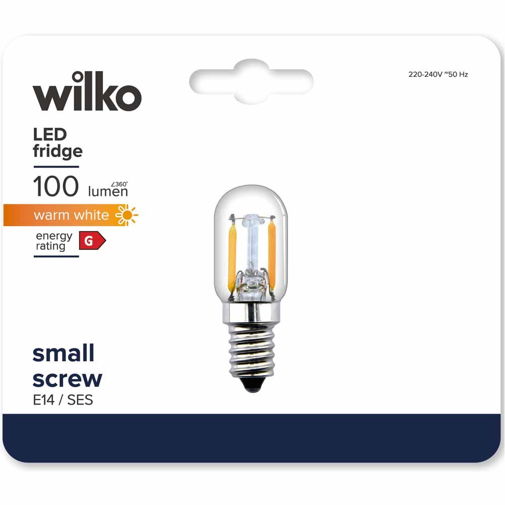 Wilko 1 pack E14 100L Filament Warm White Fridge Bulb Image 1