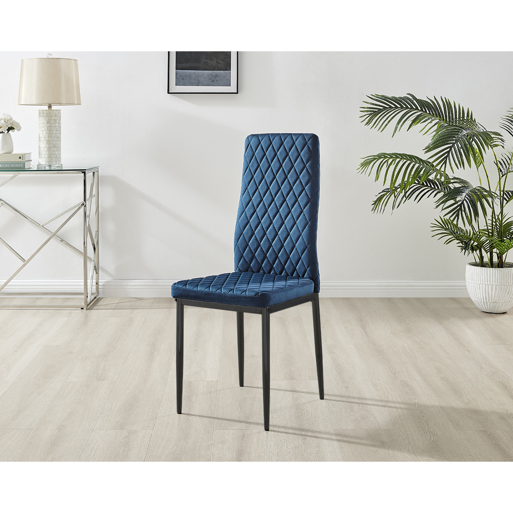 Furniturebox Arona Milan 4 Seater Round Dining Set Navy Blue and Black Image 5