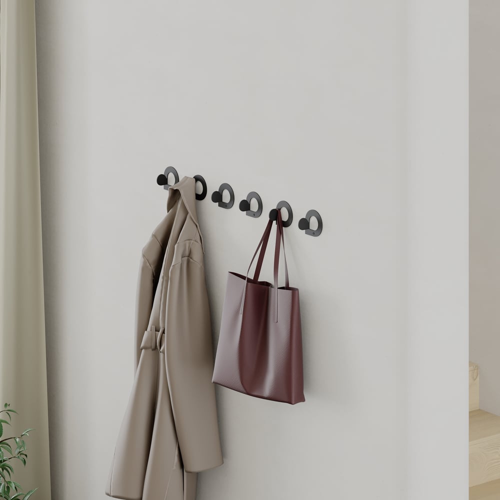 Decortie Pino Modern Round Design Black Metal Wall Hook Set 3 Pack Image 6