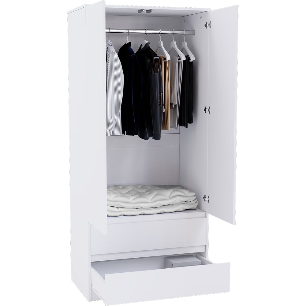 Vida Designs Denver 2 Door 2 Drawer White Wardrobe Image 5