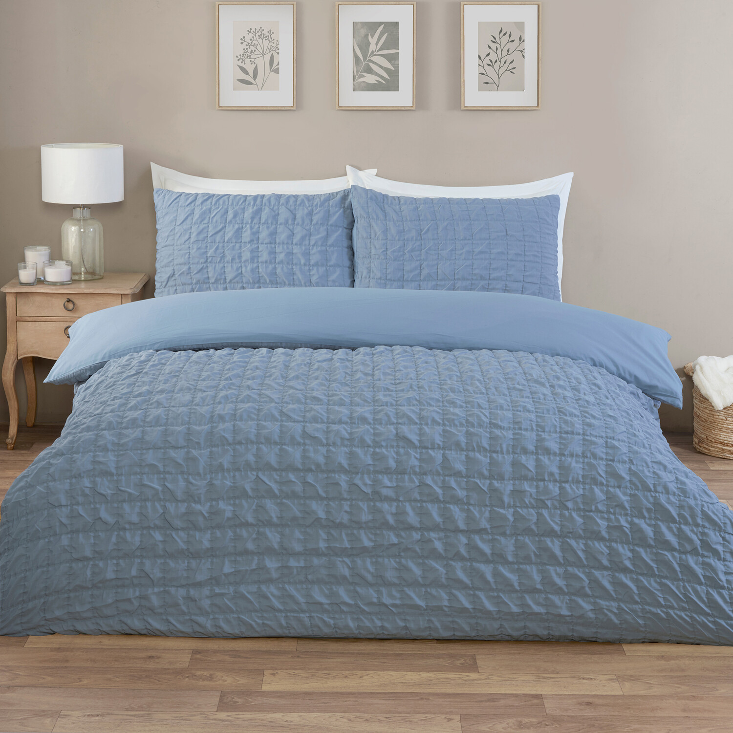 Kingston Check Duvet Set Blue Double Image 1