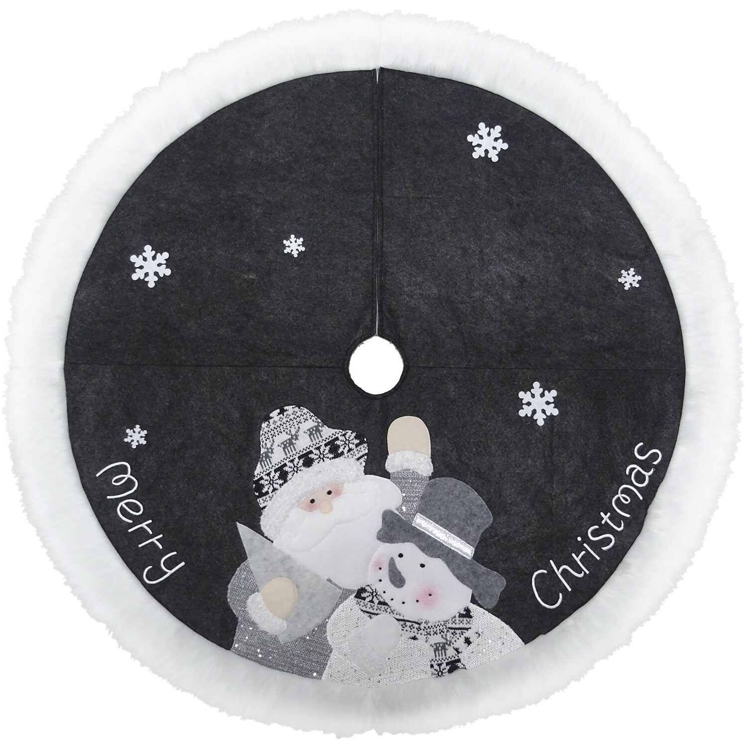 Monochrome Santa Snowman Tree Skirt Wilko