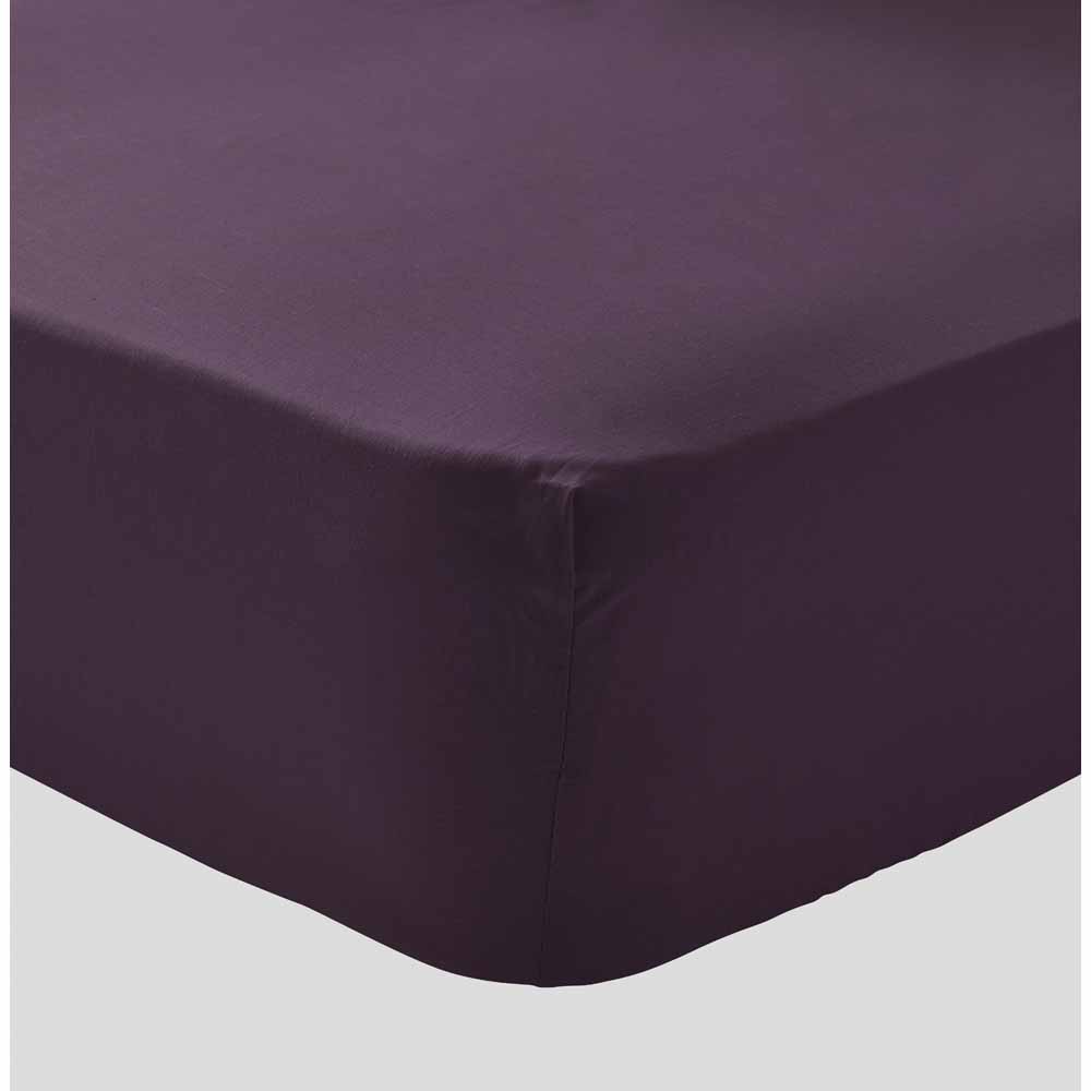 Wilko Easy Care Plum Double Fitted Sheet Image 1