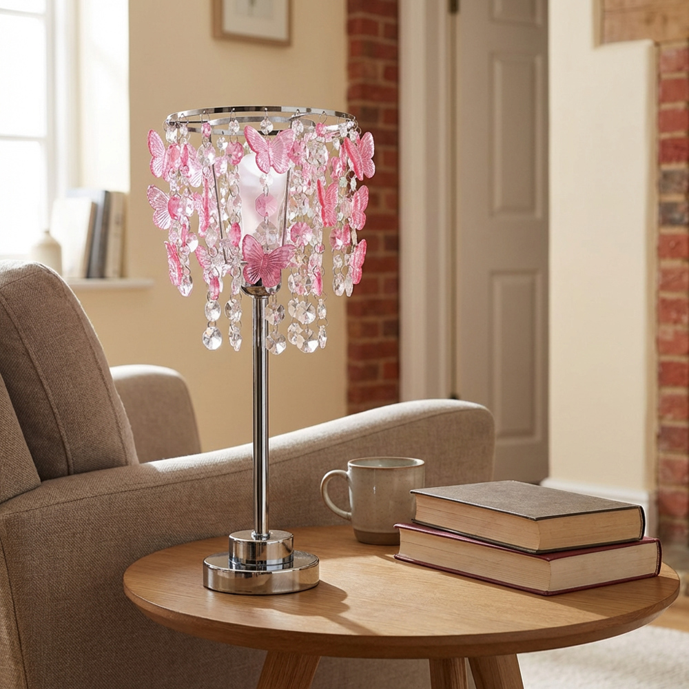 Pink Butterfly Table Lamp Pink Image 5