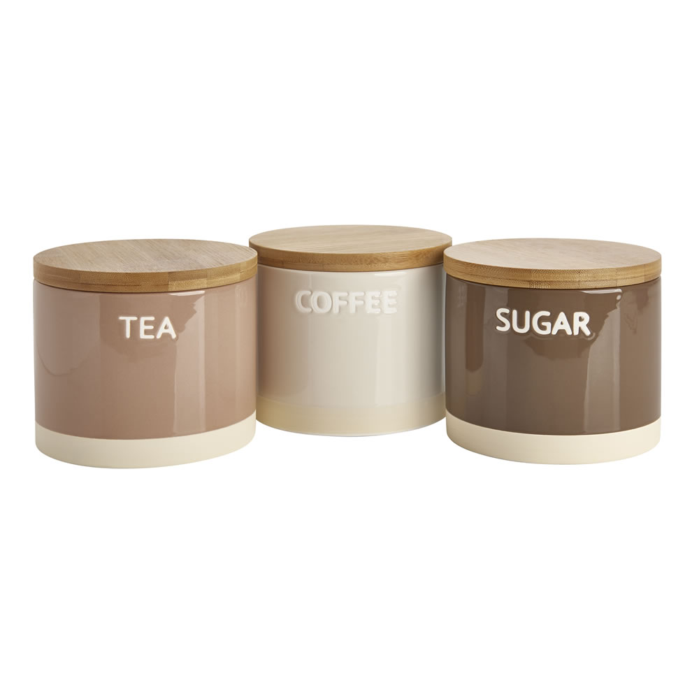 Wilko Set of 3 Brown and Beige Canisters Image 1