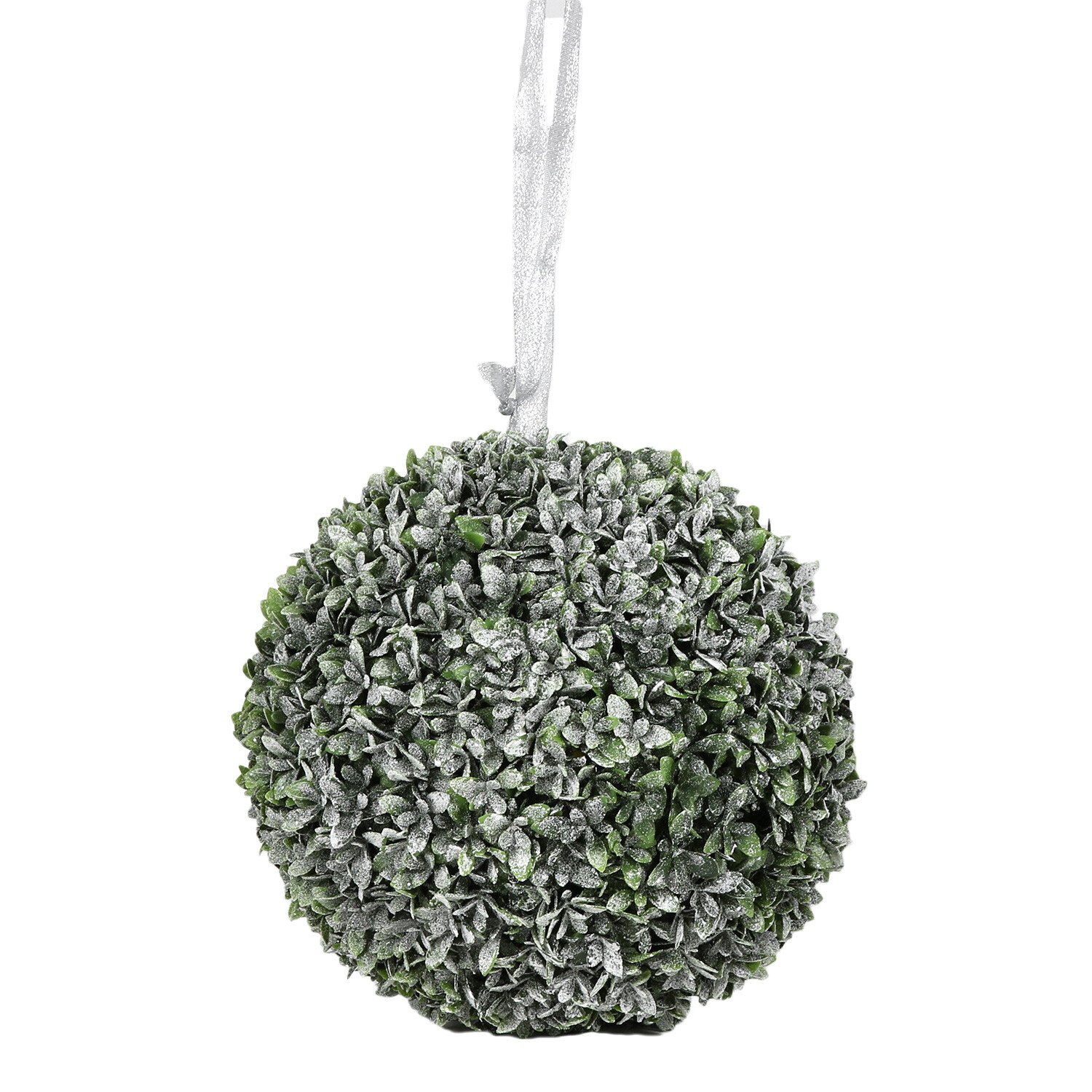 Hanging Frosted Eucalyptus Ball - Green & White Image