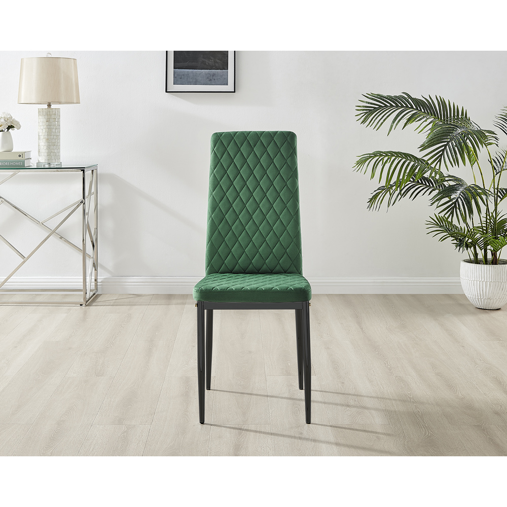 Furniturebox Valera Set of 4 Green and Black Velvet Dining Chair Image 3