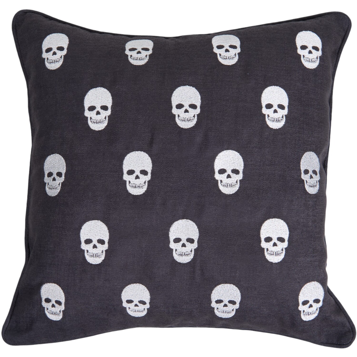 Skulls Embroidered Cushion Charcoal Image 1