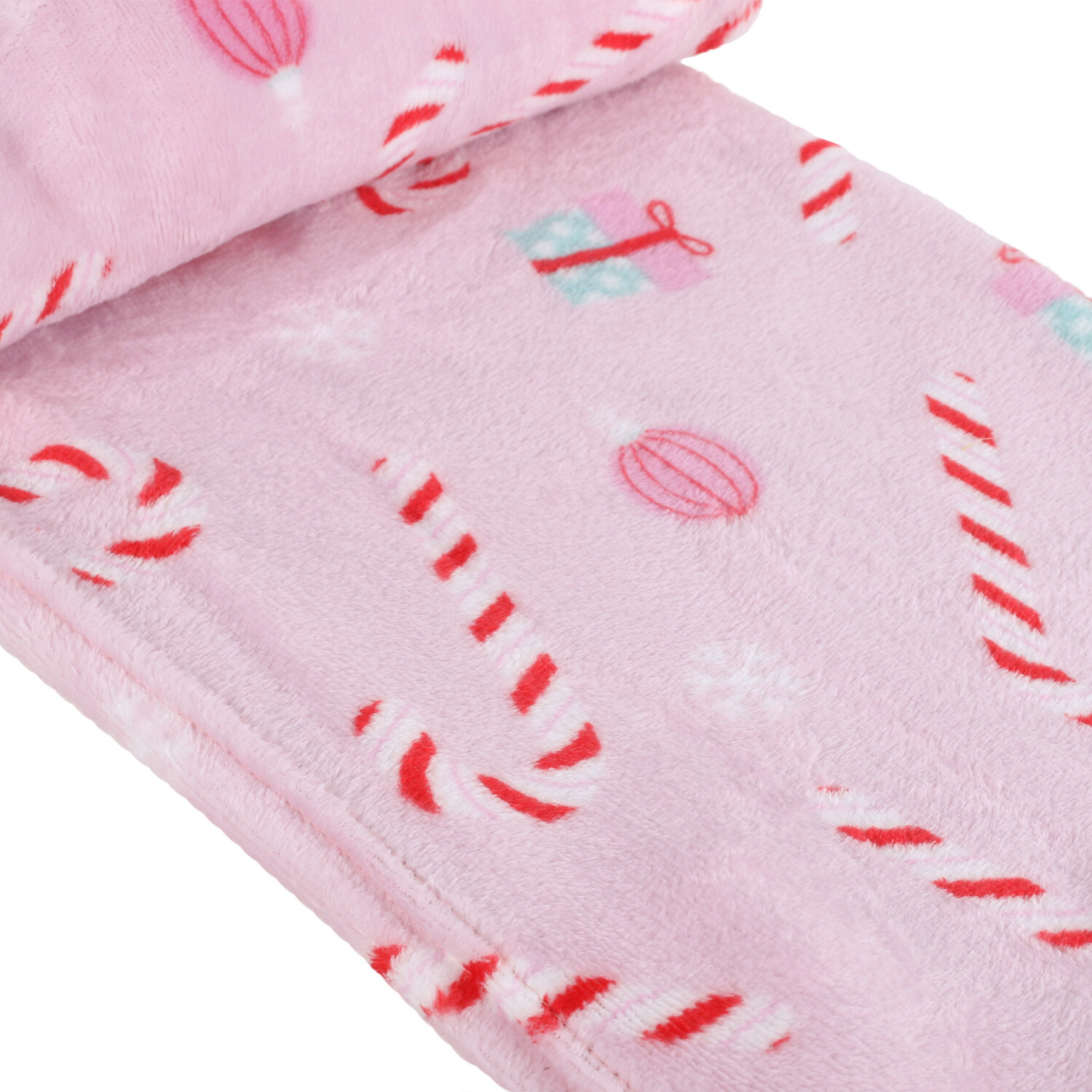 Candy Canes Blush Fleece Throw Wilko