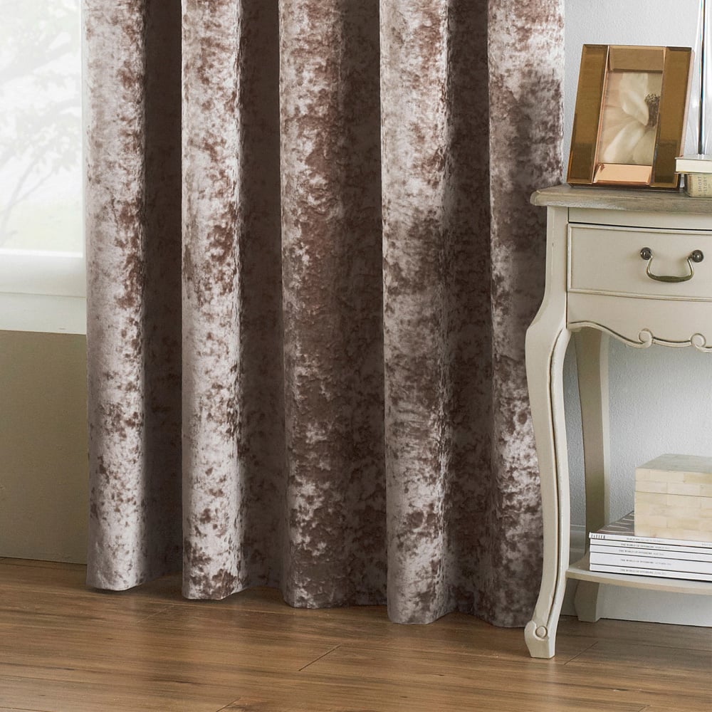 Paoletti Verona Oyster Crushed Velvet Eyelet Curtain 117 x 183cm Image 3